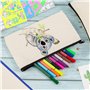 DRADERCH 15 Pièces DIY Sac Zippé en Toile Trousses à Crayons Vierge Trousse de Maquillage avec Pinceaux Aquarelle et Règles de P