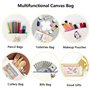 DRADERCH 15 Pièces DIY Sac Zippé en Toile Trousses à Crayons Vierge Trousse de Maquillage avec Pinceaux Aquarelle et Règles de P