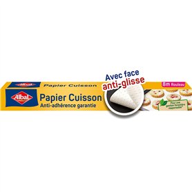Albal - Papier Cuisson 8m - Anti-glisse - Anti-adhérent - Démoulage facile