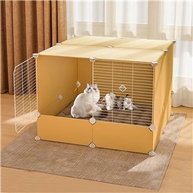 Generic Niche d'intérieur pour chat et parc – Grand enclos pour chat et chien – Niche blanche pour petits animaux (jaune