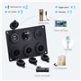 GIDREN Panneau étanche Multifonction 6 en 1, avec Prise de Courant 12 V, Chargeur Double Prise USB, voltmètre à LED Bleue, Inter