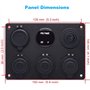 GIDREN Panneau étanche Multifonction 6 en 1, avec Prise de Courant 12 V, Chargeur Double Prise USB, voltmètre à LED Bleue, Inter
