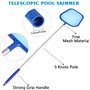 LATERN 150CM Écumoire De Piscine, Filet à Feuilles De Piscine à Mailles Fines Sac Profond Résistant Râteau à Feuilles avec Mât T