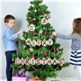 ABSOK Lot de 50 boules de Noël rondes en bois vierges à suspendre avec ficelles pour décoration de vacances et loisirs créatifs,
