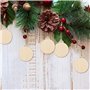 ABSOK Lot de 50 boules de Noël rondes en bois vierges à suspendre avec ficelles pour décoration de vacances et loisirs créatifs,