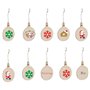 ABSOK Lot de 50 boules de Noël rondes en bois vierges à suspendre avec ficelles pour décoration de vacances et loisirs créatifs,