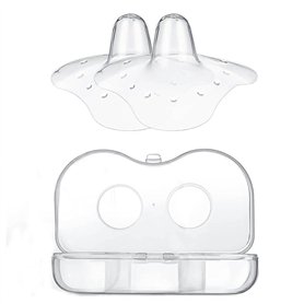 Lot de 2 protège-tétons pour allaitement avec étui de rangement stérilisable sans BPA – Triangle Shields en silicone ultra fin p
