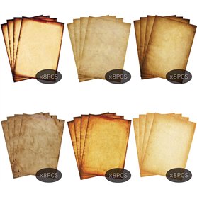 Lot de 48 feuilles de papier parchemin imprimé de couleur antique