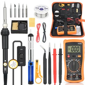 Kit de fer à souder - 60 W - Fer à souder avec température réglable de 200 à 450 °C - Outil de soudage avec multimètre numérique