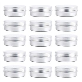 Lot de 24 boîtes de rangement vides en aluminium argenté avec couvercle à visser pour thé