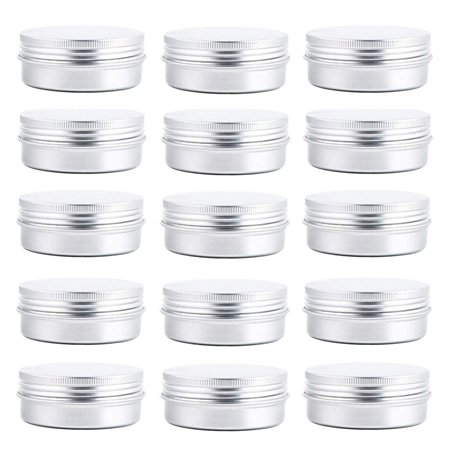 Lot de 24 boîtes de rangement vides en aluminium argenté avec couvercle à visser pour thé