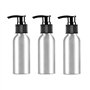 Lot de 3 flacons de pompe à lotion en aluminium 120 ml avec tête de pompe noir pour cosmétiques maquillage crème émulsion shampo
