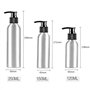 Lot de 3 flacons de pompe à lotion en aluminium 120 ml avec tête de pompe noir pour cosmétiques maquillage crème émulsion shampo