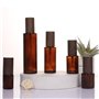 Lot de 2 flacons vides en verre ambré de 100 ml avec pompe noire rechargeable, conteneurs de rangement pour fond de teint, crème
