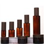 Lot de 2 flacons vides en verre ambré de 100 ml avec pompe noire rechargeable, conteneurs de rangement pour fond de teint, crème