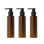Lot de 3 flacons vides rechargeables en plastique ambré givré avec pompes noires pour lotion