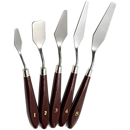 5 pièces couteaux à peindre en acier inoxydable Spatule couteau à palette Peinture à lhuile Accessoires de mélange de couleur po