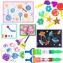 Lubibi Peinture au Doigt Lavable pour Enfant,Kit de Peinture au Doigt Bebe Non Toxique,avec Pinceaux, Tablier, Éponges, Cartes e