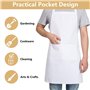 Tablier de Cuisine Toque de Chef, Tablier Blanc Réglable et Chapeau, Tablier Cuisine Homme Tablier Barbecue avec Deux Poches pou