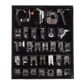 Kit professionnel de 32 pieds de biche pour machine à coudre domestique avec boîte