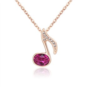 KRUCKEL Plaqué Or Rose avec Cristaux/Collier/Pendentif Note de Musique pour Femme / 5071040