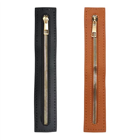 2 Pièces Fermetures à Glissière en Cuir de Bagage en PU Coudre Zip Avec Fermoir en Pu Cuir Fermeture à Glissière Métallique Ferm