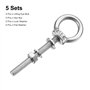 sourcing map Levage Œil Boulon, 5 Ensembles M6x50mm Œil Boulon avec Écrou Rondelle 304 Inox Acier Épaulement Levage Anneau Œil B
