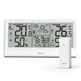 Konsen Station météo radio avec capteur extérieur DCF