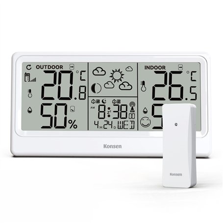 Konsen Station météo radio avec capteur extérieur DCF