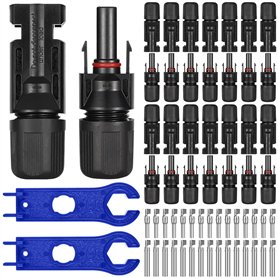 Lot de 15 paires de fiches solaires pour panneau solaire - Connecteur de câble photovoltaïque IP67 avec 2 clés