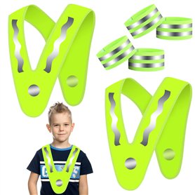 Gilet de Sécurité 360° Visibilité Gilet Réfléchissante 2 Gilet Réfléchissant pour Voiture+ 4 Bracelet de Sécurité Réfléchissante