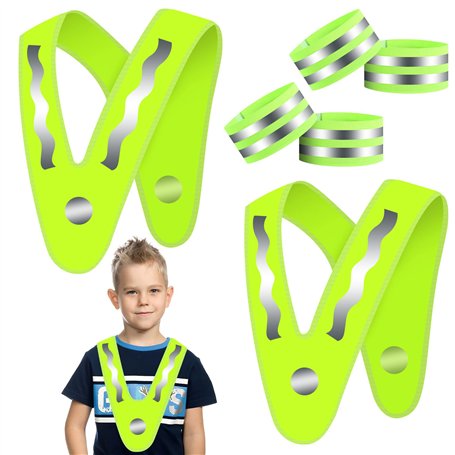 Gilet de Sécurité 360° Visibilité Gilet Réfléchissante 2 Gilet Réfléchissant pour Voiture+ 4 Bracelet de Sécurité Réfléchissante