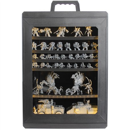 TOPQM Mallette de rangement et de transport modulaire pour miniatures avec 6 plateaux et 52 puits de peinture