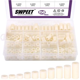 Swpeet 150 vis rondes espaceurs en nylon PA66