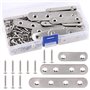 Lot de 115 équerres plates et droites en acier inoxydable de 3 tailles - Supports d'étagère en métal avec vis - Parfait pour rép