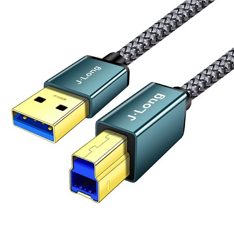 Câble USB 3.0 A mâle vers B mâle - 4 m de long - Câble tressé USB 3.0 de type A vers B mâle - Compatible avec imprimantes