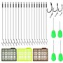 QINERSAW 18 PCS Hameçon de Pêche 19 * 10mm 16 * 7mm 14 * 7mm Bas de Ligne Carpe Montage Carpe sans Ardillon Hameçon Pêche à Carp