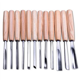 NAGU Magnolia Ensemble d'outils de sculpture sur bois professionnels 12 pièces - Poignée octogonale en bois dur - Acier au chrom