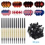 Set de 12 Fléchettes à Pointe Souple avec 8 Style 24 Ailettes Drapeau et 46 Plastic Pointes