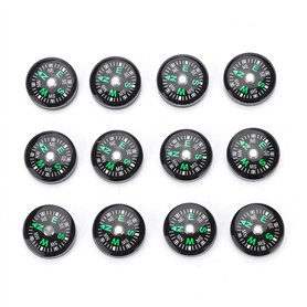 Oumij Boussole 15mm 12pcs Mini Pratique Boussole en Plastique Remplie D'huile de Poche Poids Léger pour la Randonnée Camping Act