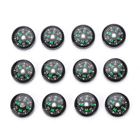 Oumij Boussole 15mm 12pcs Mini Pratique Boussole en Plastique Remplie D'huile de Poche Poids Léger pour la Randonnée Camping Act