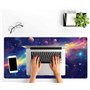 Cute Galaxies Sous-main de bureau esthétique, tapis de souris violet motif cosmos, taille XXL, tapis de bureau pour jeux vidéo, 