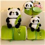 Peluche Panda, 26cm Peluche Panda avec Bambou, Panda Jouet en Peluche, Panda Oreiller en Peluche Poupée, Poilue Panda Jouets en 