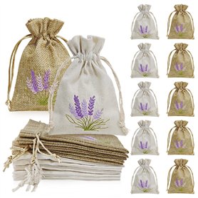 12 Sachets en Toile de Jute Motif