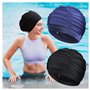Bonnet de Bain Bonnet de Natation,Turban de Natation en Tissu Chapeau de Natation Femme Bonnet Piscine Bonnet de Bain Cheveux Lo