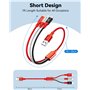 ASICEN Câble Multi USB, [35CM] 3 en 1 Câble Universel, Câble Multi Chargeur Nylon, Câble Charge Rapide avec iP/Type C/Micro USB 