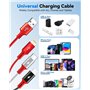ASICEN Câble Multi USB, [35CM] 3 en 1 Câble Universel, Câble Multi Chargeur Nylon, Câble Charge Rapide avec iP/Type C/Micro USB 