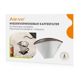 Aieve Filtre à café réutilisable - Taille 4 - En acier inoxydable - Compatible avec les machines à café filtre Philips (HD7546/2