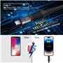 Câble iPhone Voiture Carplay et Android Auto Spiralé [certifié Mfi & Charge Rapide 3A & transmission de données]Câble USB vers L