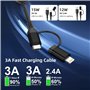 Câble iPhone Voiture Carplay et Android Auto Spiralé [certifié Mfi & Charge Rapide 3A & transmission de données]Câble USB vers L
